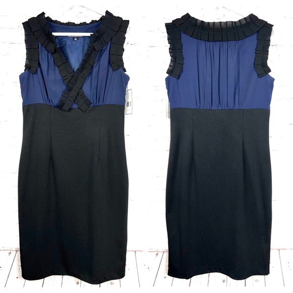 Jessica Howard Blue and Black Midi Dress - Picture 1 of 10
